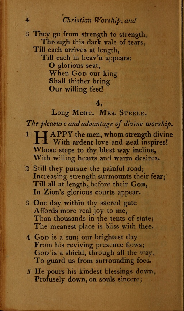 A Selection of Sacred Poetry: consisting of psalms and hymns, from Watts, Doddridge, Merrick, Scott, Cowper, Barbauld, Steele ...compiled for  the use of the Unitarian Church in Philadelphia page 4