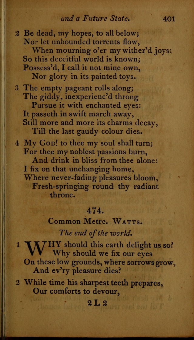 A Selection of Sacred Poetry: consisting of psalms and hymns, from Watts, Doddridge, Merrick, Scott, Cowper, Barbauld, Steele ...compiled for  the use of the Unitarian Church in Philadelphia page 401