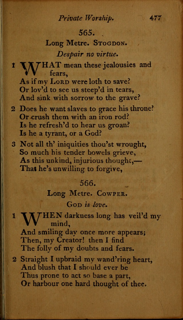 A Selection of Sacred Poetry: consisting of psalms and hymns, from Watts, Doddridge, Merrick, Scott, Cowper, Barbauld, Steele ...compiled for  the use of the Unitarian Church in Philadelphia page 477