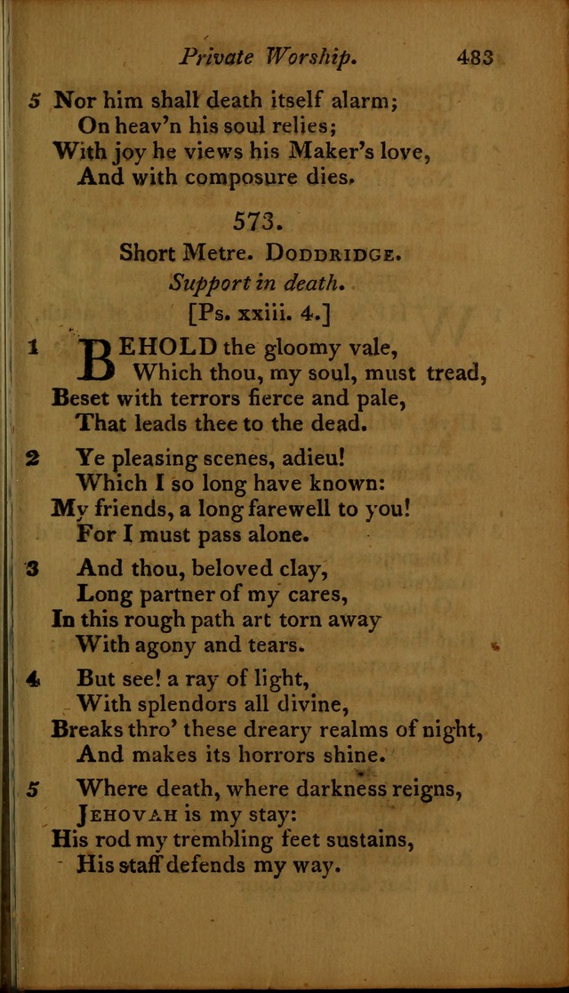 A Selection of Sacred Poetry: consisting of psalms and hymns, from Watts, Doddridge, Merrick, Scott, Cowper, Barbauld, Steele ...compiled for  the use of the Unitarian Church in Philadelphia page 483