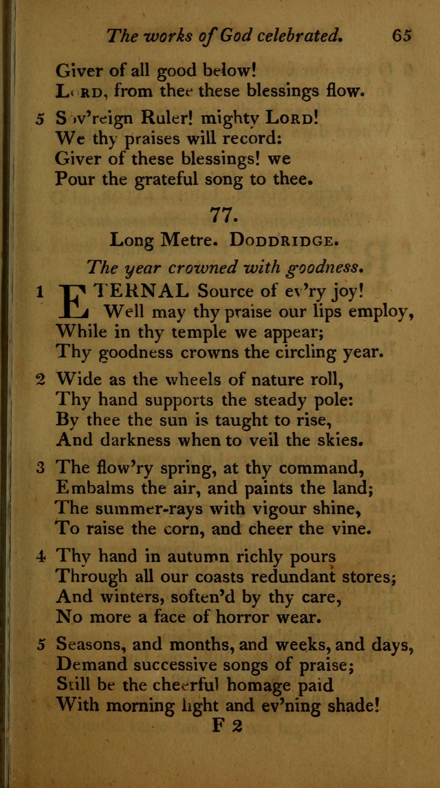 A Selection of Sacred Poetry: consisting of psalms and hymns, from Watts, Doddridge, Merrick, Scott, Cowper, Barbauld, Steele ...compiled for  the use of the Unitarian Church in Philadelphia page 65