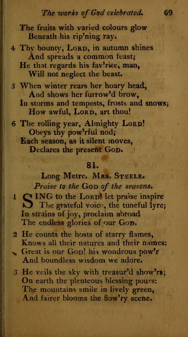 A Selection of Sacred Poetry: consisting of psalms and hymns, from Watts, Doddridge, Merrick, Scott, Cowper, Barbauld, Steele ...compiled for  the use of the Unitarian Church in Philadelphia page 69