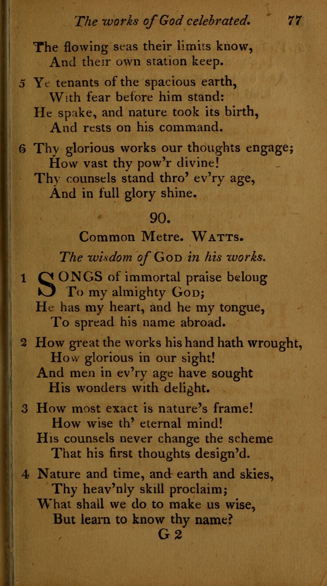 A Selection of Sacred Poetry: consisting of psalms and hymns, from Watts, Doddridge, Merrick, Scott, Cowper, Barbauld, Steele ...compiled for  the use of the Unitarian Church in Philadelphia page 77