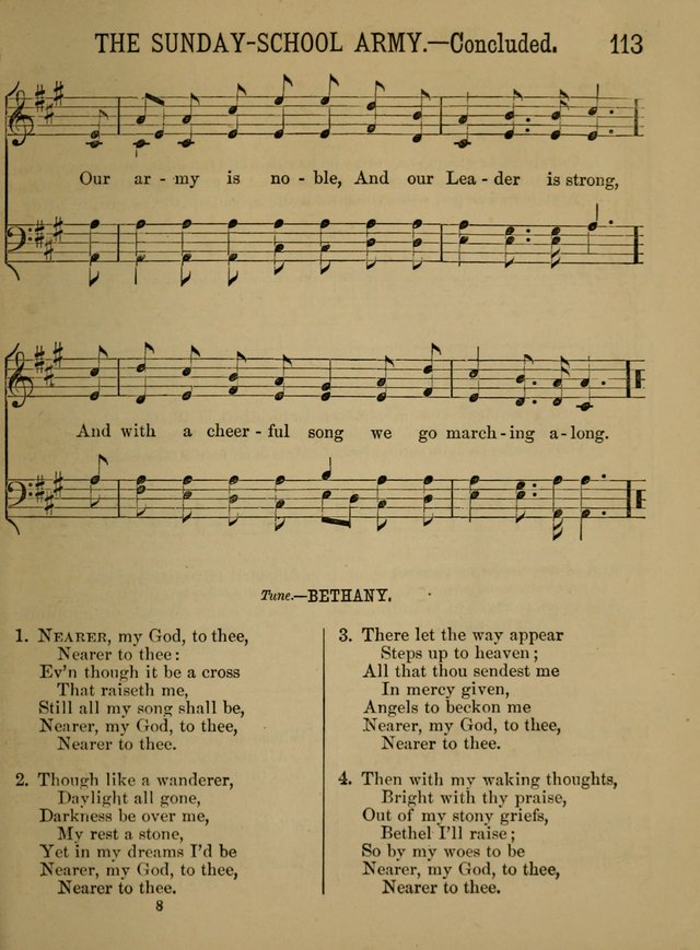 Sunday-School Songs: a new collection of hymns and tunes specially prepared for the use of Sunday-schools and for social and family worship. (3rd. ed.) page 113