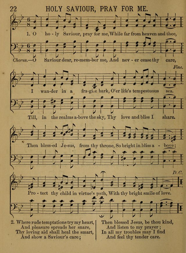 Sunday-School Songs: a new collection of hymns and tunes specially prepared for the use of Sunday-schools and for social and family worship. (3rd. ed.) page 22