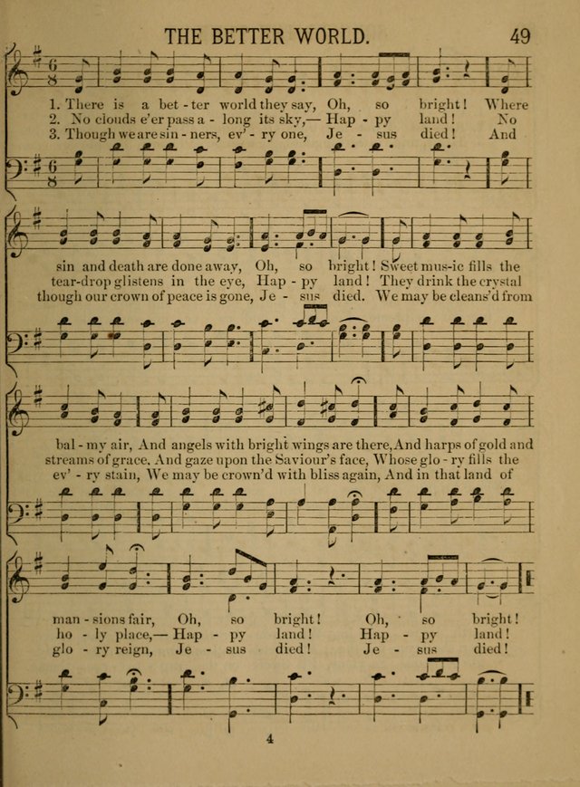 Sunday-School Songs: a new collection of hymns and tunes specially prepared for the use of Sunday-schools and for social and family worship. (3rd. ed.) page 49