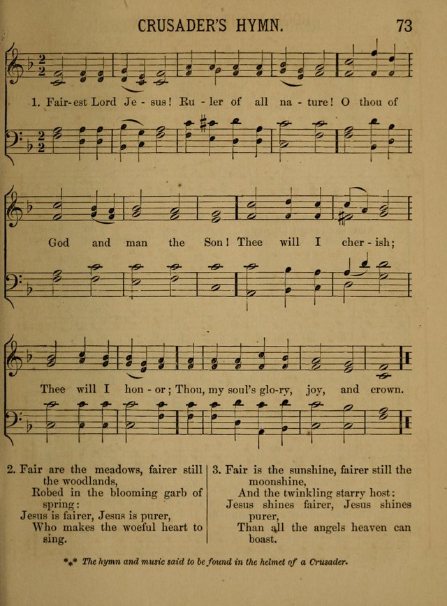 Sunday-School Songs: a new collection of hymns and tunes specially prepared for the use of Sunday-schools and for social and family worship. (3rd. ed.) page 73