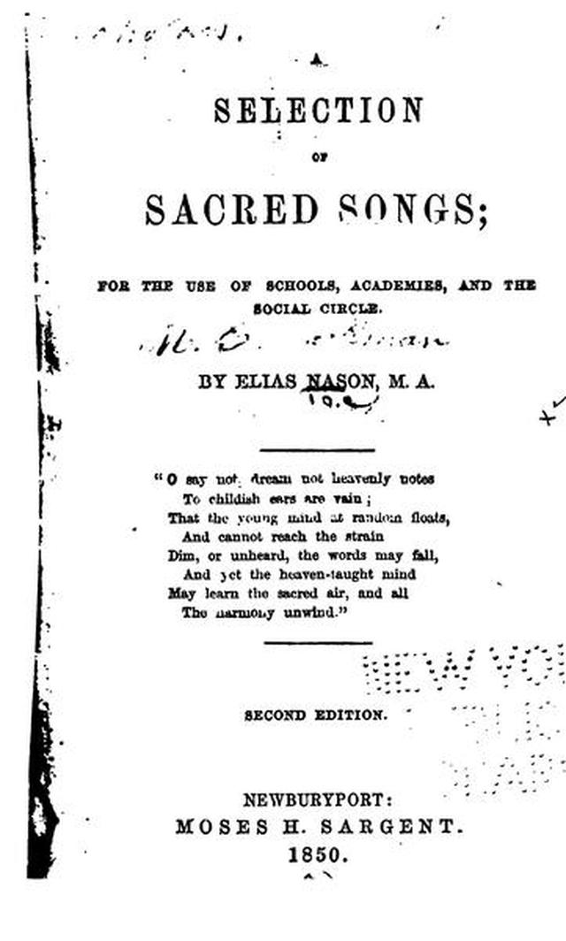 A Selection of Sacred Songs. 2nd ed. page vii