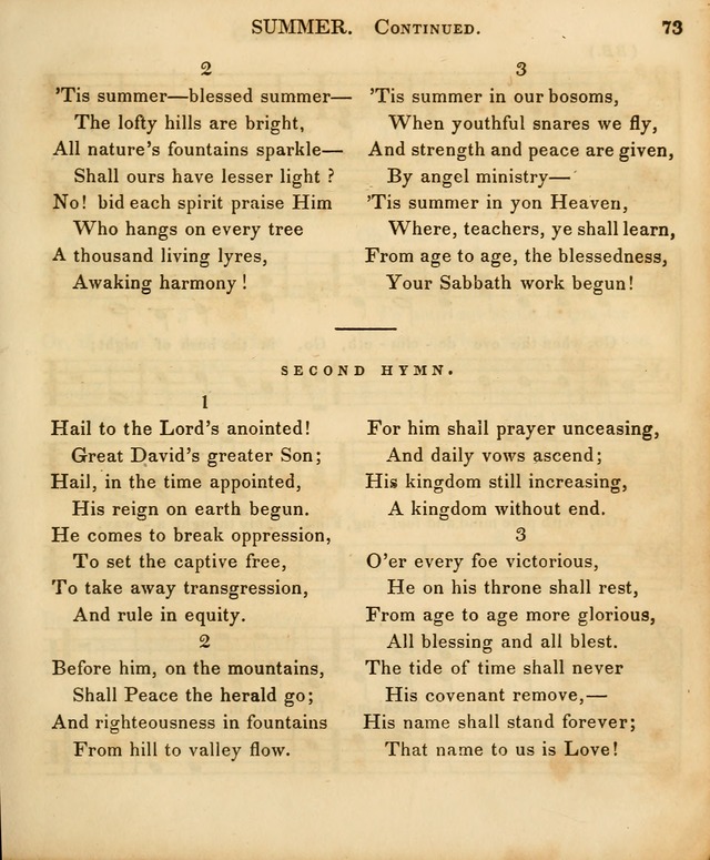 The Sunday School Singing Book: being a collection of hymns with appropriate music, designed as a guide and assistant to the devotional exercises of Sabbath schools and families...(3rd ed.) page 73