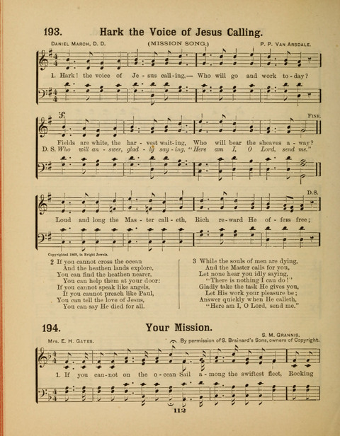 Select Songs for the Sunday School page 110