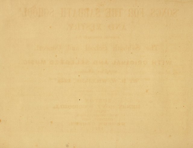 Songs for the Sabbath School and Vestry: designed especially for the Sabbath school and concert. With original and selected music page vi