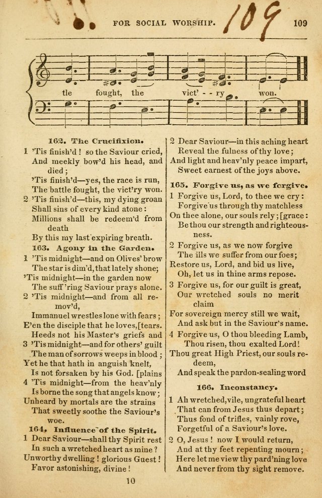 Spiritual Songs for Social Worship: adapted to the use of families and private circles in seasons of rivival, to missionary meetings, to the monthly concert, and to other occasions of special interest page 109