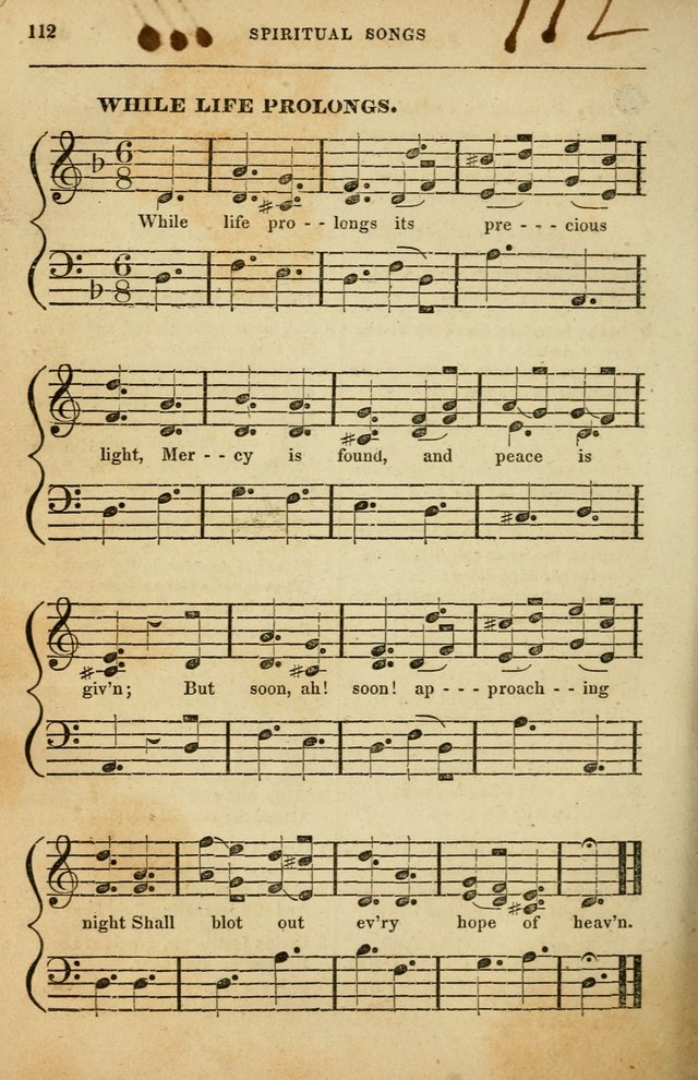 Spiritual Songs for Social Worship: adapted to the use of families and private circles in seasons of rivival, to missionary meetings, to the monthly concert, and to other occasions of special interest page 112