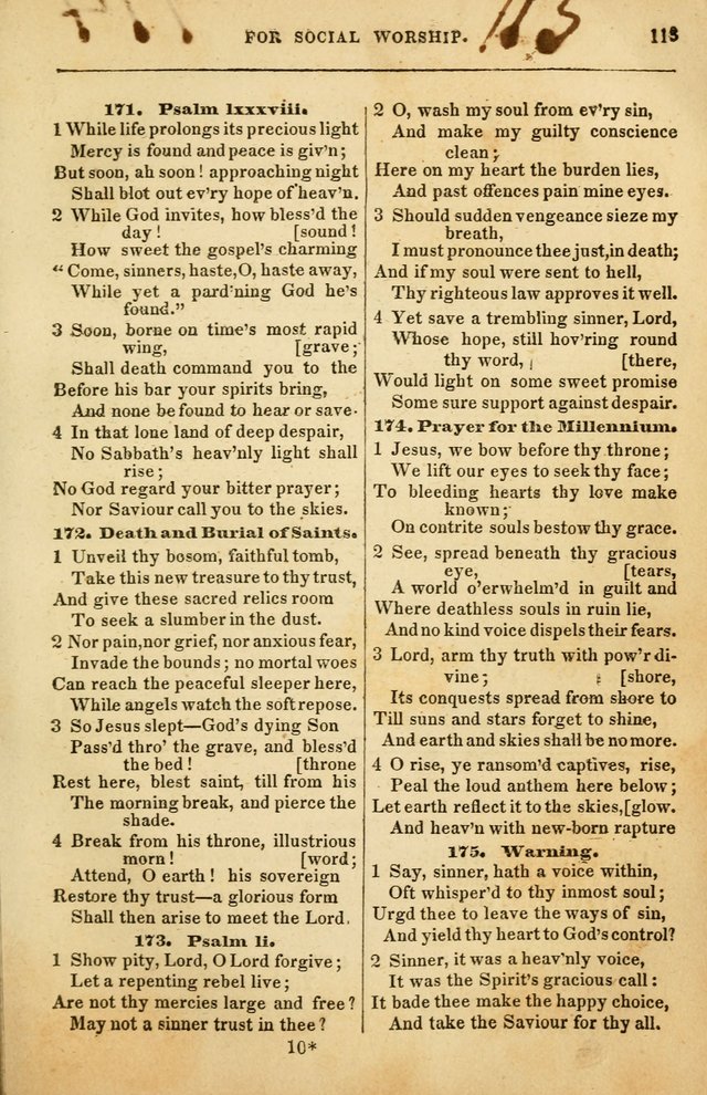 Spiritual Songs for Social Worship: adapted to the use of families and private circles in seasons of rivival, to missionary meetings, to the monthly concert, and to other occasions of special interest page 113