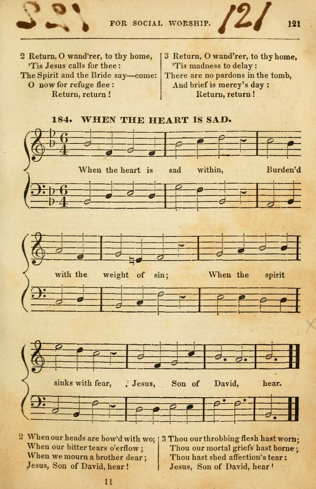 Spiritual Songs for Social Worship: adapted to the use of families and private circles in seasons of rivival, to missionary meetings, to the monthly concert, and to other occasions of special interest page 121