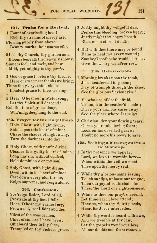 Spiritual Songs for Social Worship: adapted to the use of families and private circles in seasons of rivival, to missionary meetings, to the monthly concert, and to other occasions of special interest page 131