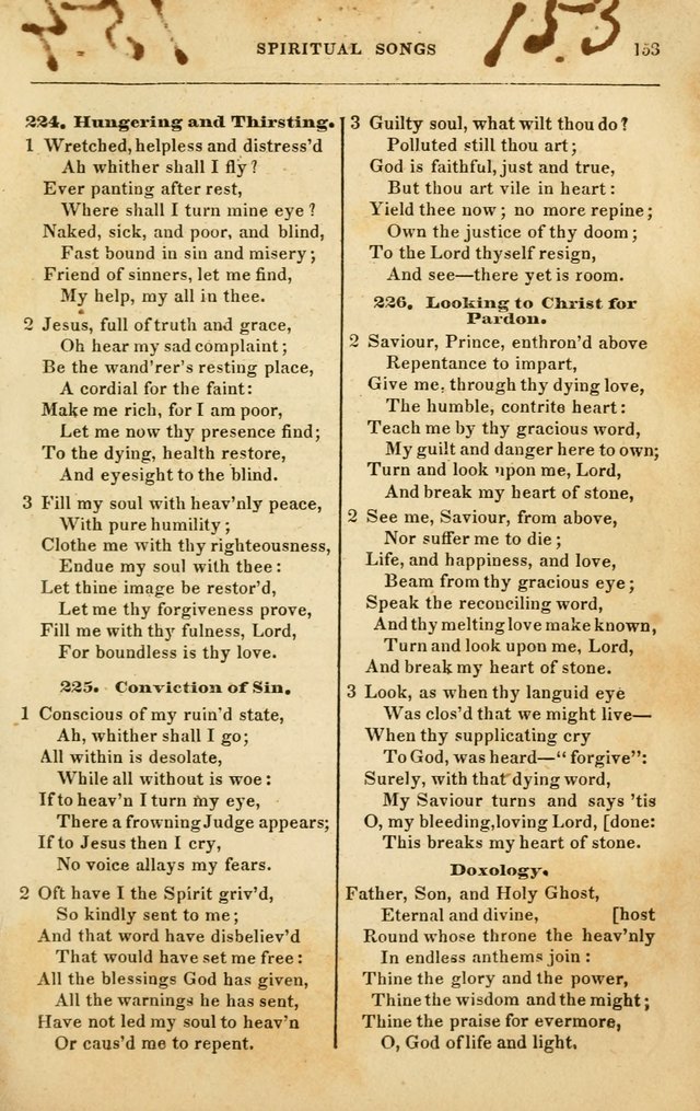 Spiritual Songs for Social Worship: adapted to the use of families and private circles in seasons of rivival, to missionary meetings, to the monthly concert, and to other occasions of special interest page 153