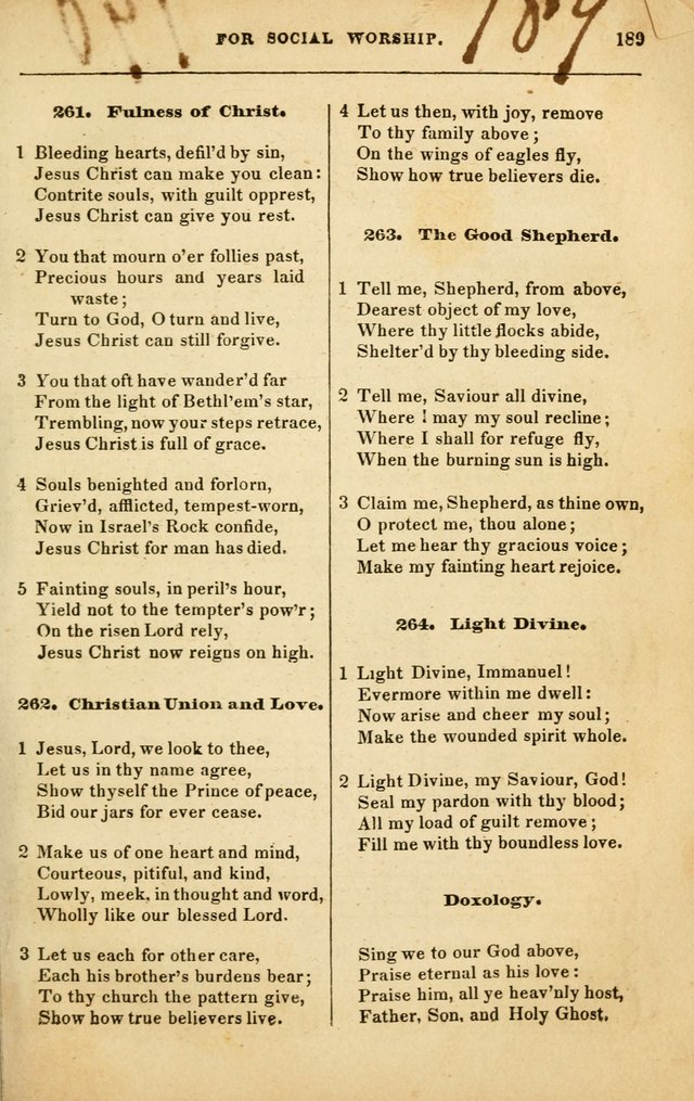 Spiritual Songs for Social Worship: adapted to the use of families and private circles in seasons of rivival, to missionary meetings, to the monthly concert, and to other occasions of special interest page 189