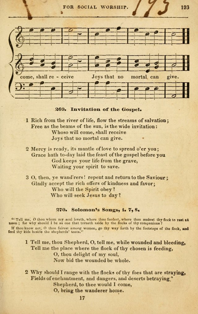 Spiritual Songs for Social Worship: adapted to the use of families and private circles in seasons of rivival, to missionary meetings, to the monthly concert, and to other occasions of special interest page 193