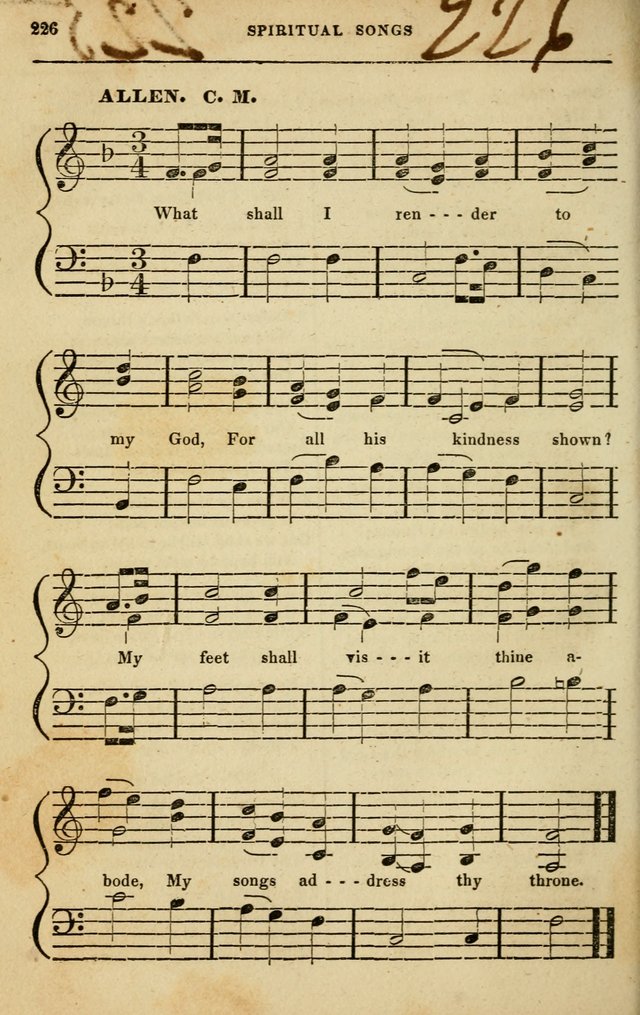 Spiritual Songs for Social Worship: adapted to the use of families and private circles in seasons of rivival, to missionary meetings, to the monthly concert, and to other occasions of special interest page 226