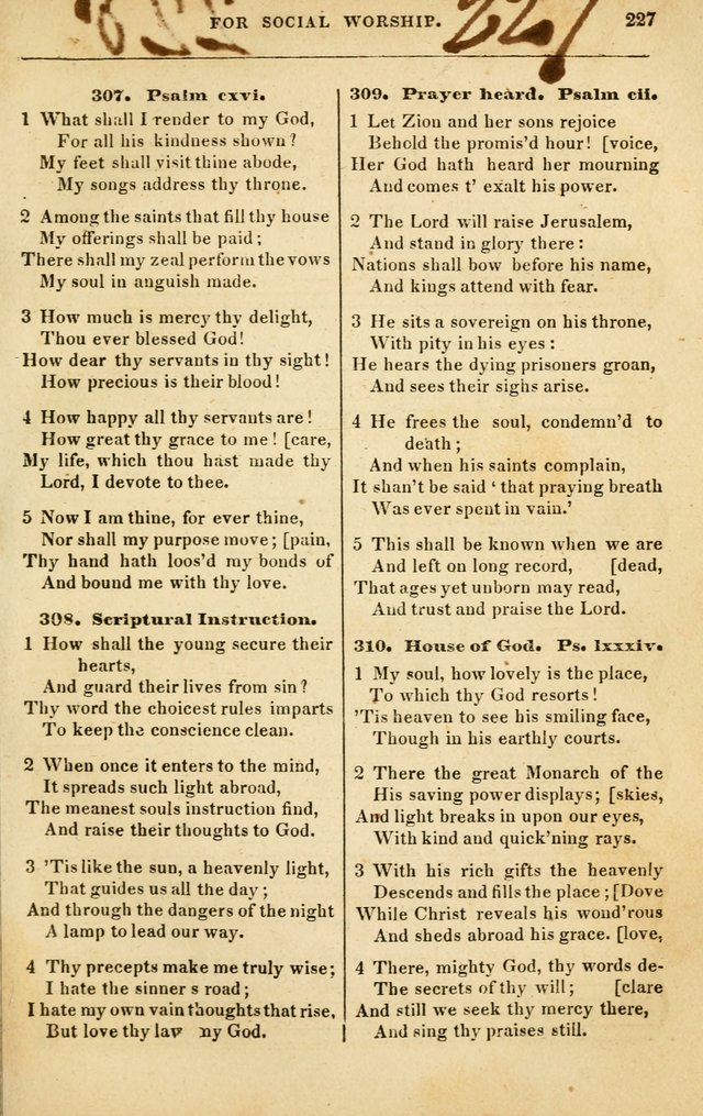 Spiritual Songs for Social Worship: adapted to the use of families and private circles in seasons of rivival, to missionary meetings, to the monthly concert, and to other occasions of special interest page 227