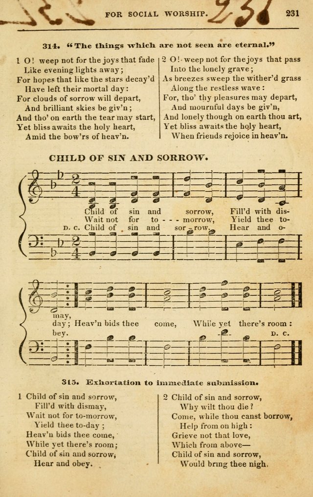 Spiritual Songs for Social Worship: adapted to the use of families and private circles in seasons of rivival, to missionary meetings, to the monthly concert, and to other occasions of special interest page 231