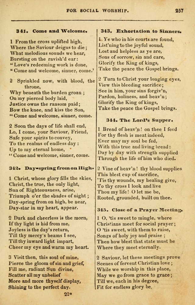 Spiritual Songs for Social Worship: adapted to the use of families and private circles in seasons of rivival, to missionary meetings, to the monthly concert, and to other occasions of special interest page 257