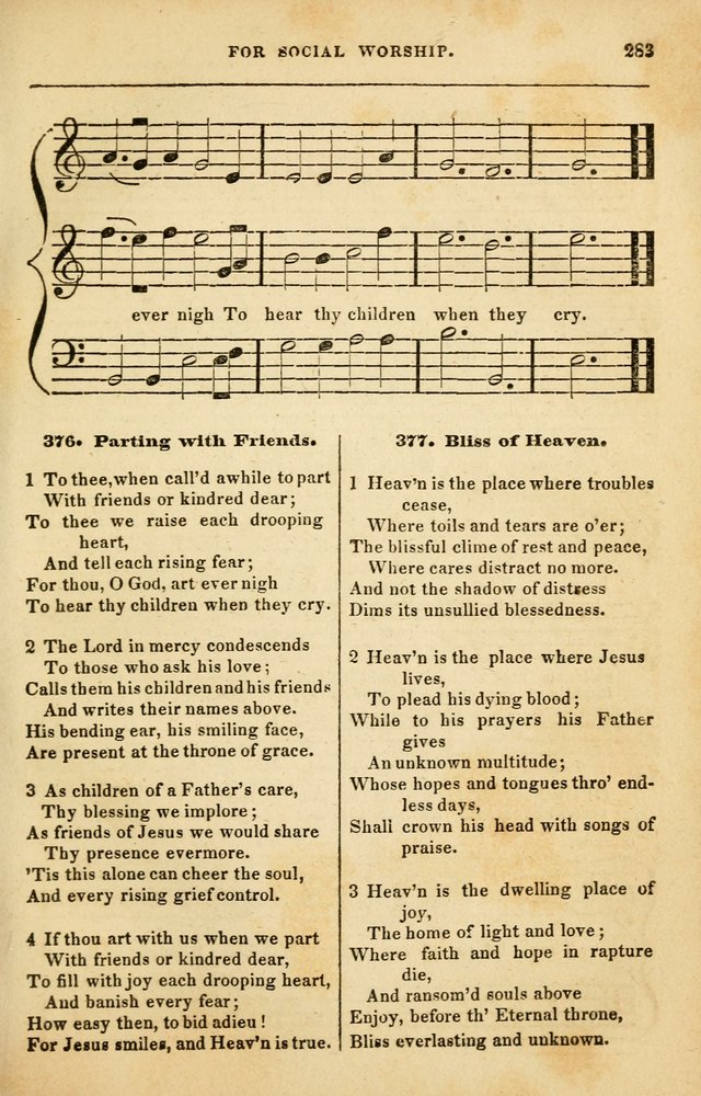 Spiritual Songs for Social Worship: adapted to the use of families and private circles in seasons of rivival, to missionary meetings, to the monthly concert, and to other occasions of special interest page 283