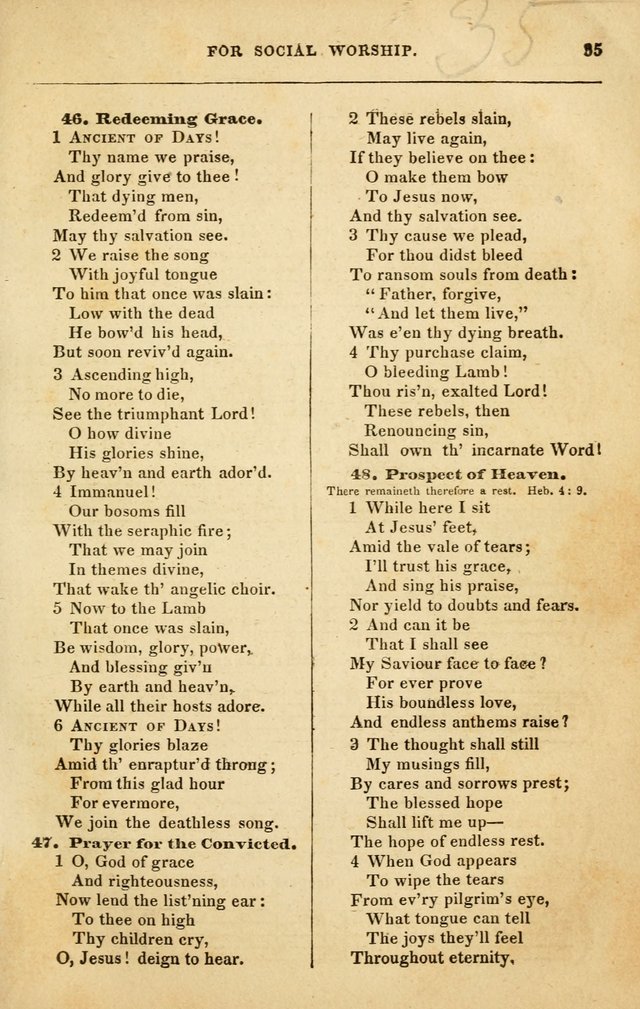 Spiritual Songs for Social Worship: adapted to the use of families and private circles in seasons of rivival, to missionary meetings, to the monthly concert, and to other occasions of special interest page 35