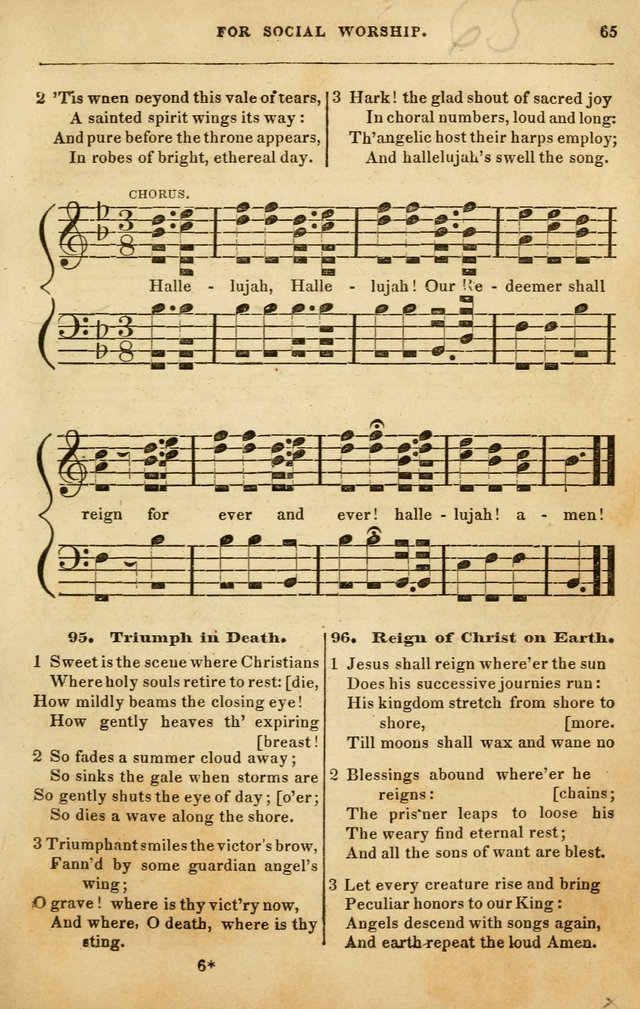 Spiritual Songs for Social Worship: adapted to the use of families and private circles in seasons of rivival, to missionary meetings, to the monthly concert, and to other occasions of special interest page 65