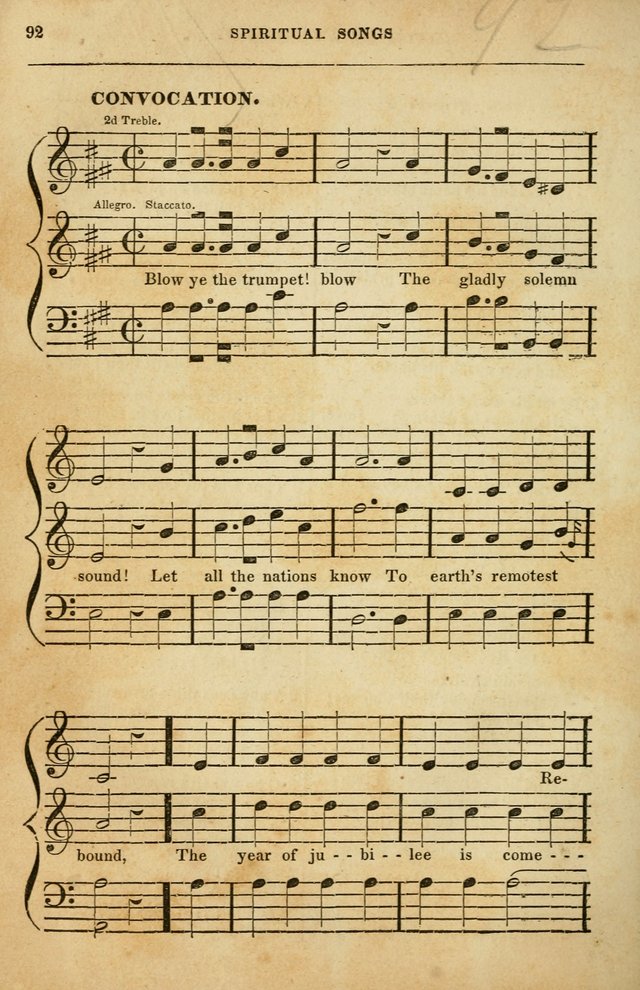 Spiritual Songs for Social Worship: adapted to the use of families and private circles in seasons of rivival, to missionary meetings, to the monthly concert, and to other occasions of special interest page 92