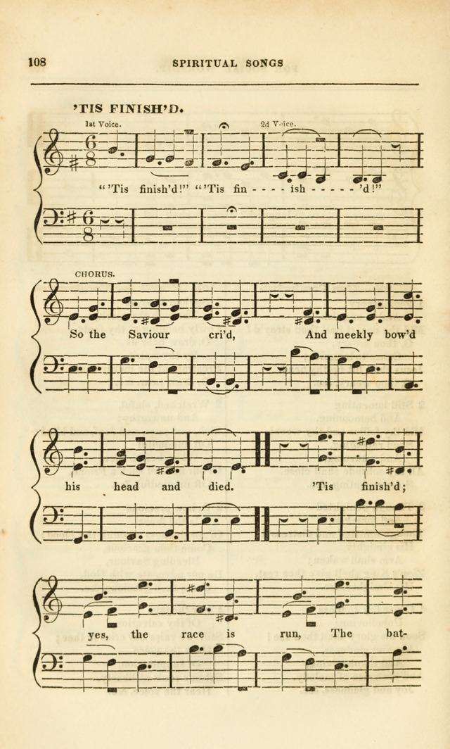 Spiritual Songs for Social Worship: adapted to the use of families and private circles, to missinary meetings, to monthly concert, and to other occasions of special interest.(Rev. and Enl. Ed.) page 108