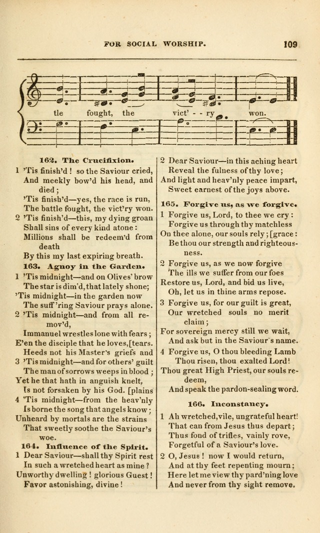 Spiritual Songs for Social Worship: adapted to the use of families and private circles, to missinary meetings, to monthly concert, and to other occasions of special interest.(Rev. and Enl. Ed.) page 109