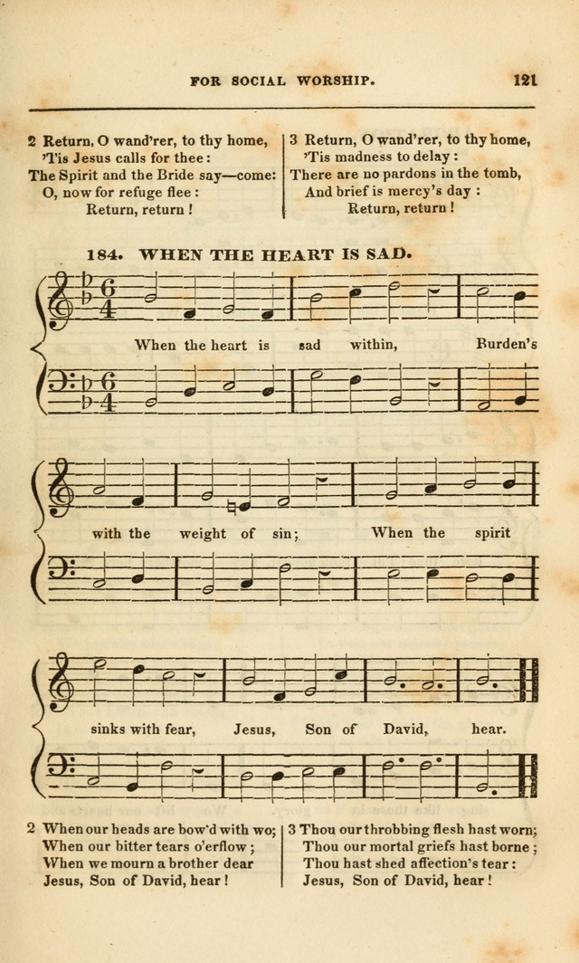 Spiritual Songs for Social Worship: adapted to the use of families and private circles, to missinary meetings, to monthly concert, and to other occasions of special interest.(Rev. and Enl. Ed.) page 121