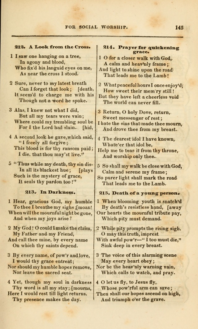 Spiritual Songs for Social Worship: adapted to the use of families and private circles, to missinary meetings, to monthly concert, and to other occasions of special interest.(Rev. and Enl. Ed.) page 145