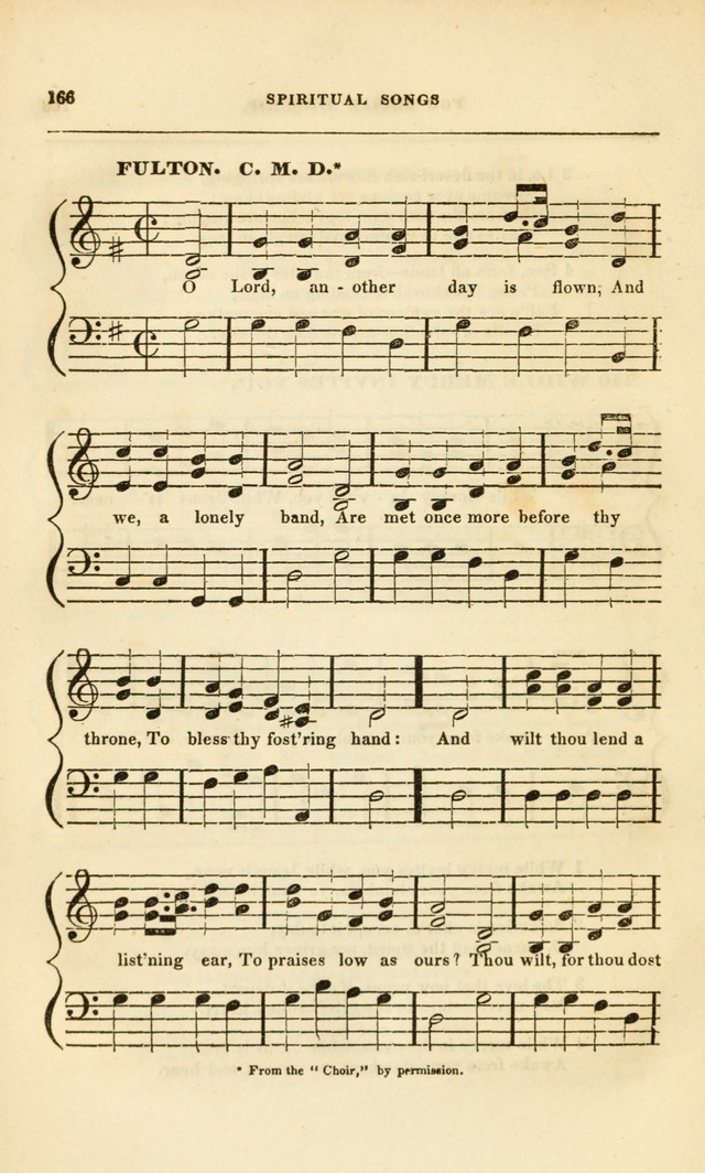 Spiritual Songs for Social Worship: adapted to the use of families and private circles, to missinary meetings, to monthly concert, and to other occasions of special interest.(Rev. and Enl. Ed.) page 166