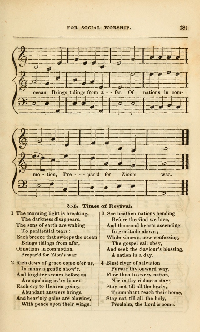 Spiritual Songs for Social Worship: adapted to the use of families and private circles, to missinary meetings, to monthly concert, and to other occasions of special interest.(Rev. and Enl. Ed.) page 181