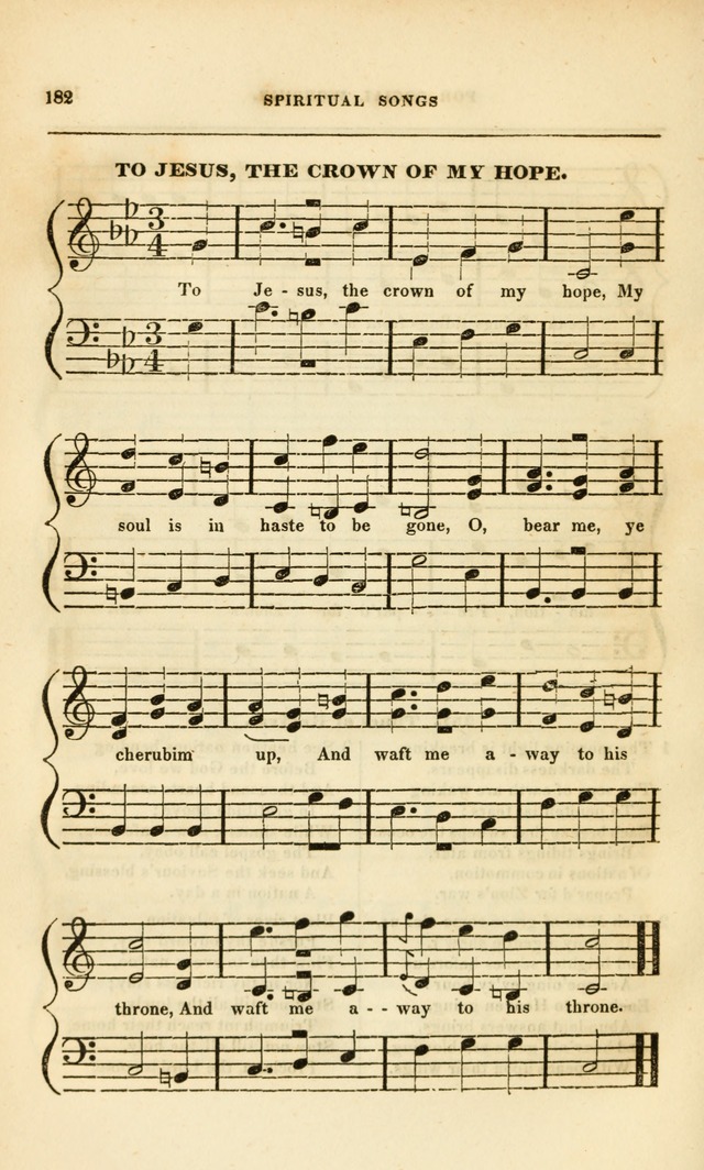 Spiritual Songs for Social Worship: adapted to the use of families and private circles, to missinary meetings, to monthly concert, and to other occasions of special interest.(Rev. and Enl. Ed.) page 182