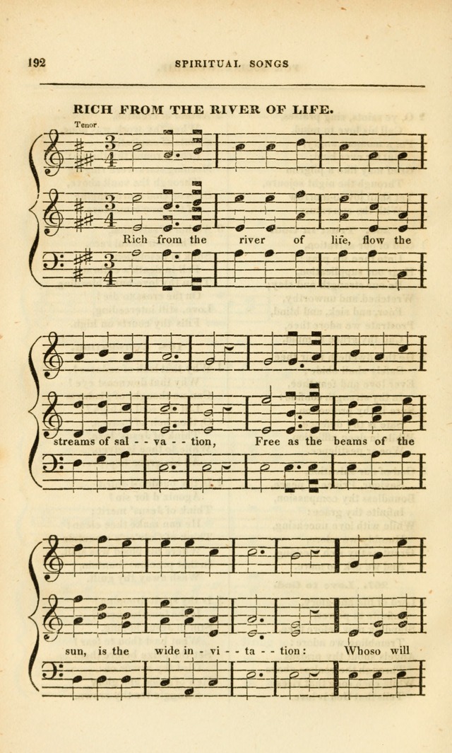 Spiritual Songs for Social Worship: adapted to the use of families and private circles, to missinary meetings, to monthly concert, and to other occasions of special interest.(Rev. and Enl. Ed.) page 192