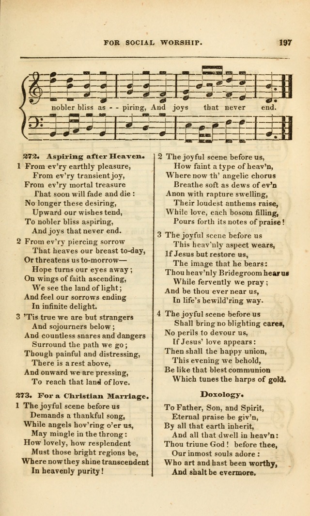 Spiritual Songs for Social Worship: adapted to the use of families and private circles, to missinary meetings, to monthly concert, and to other occasions of special interest.(Rev. and Enl. Ed.) page 197