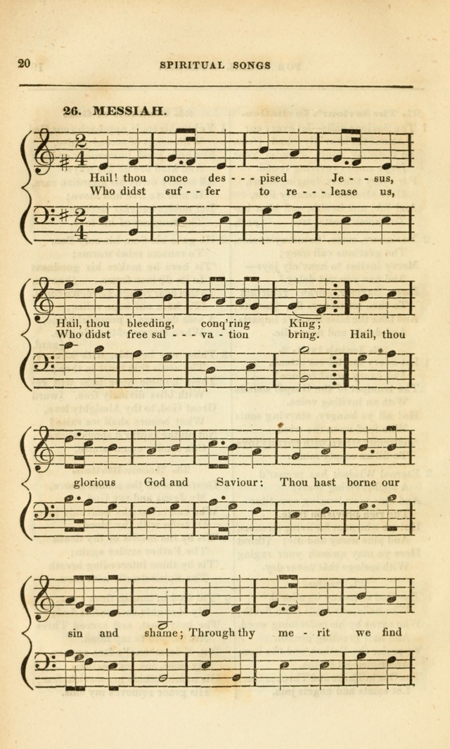 Spiritual Songs for Social Worship: adapted to the use of families and private circles, to missinary meetings, to monthly concert, and to other occasions of special interest.(Rev. and Enl. Ed.) page 20