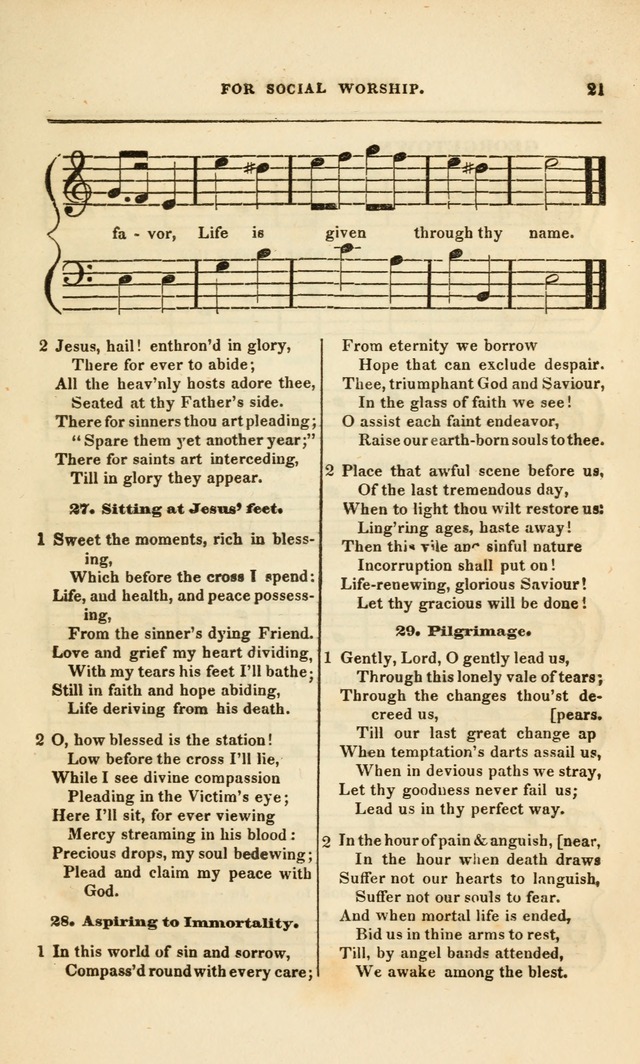 Spiritual Songs for Social Worship: adapted to the use of families and private circles, to missinary meetings, to monthly concert, and to other occasions of special interest.(Rev. and Enl. Ed.) page 21