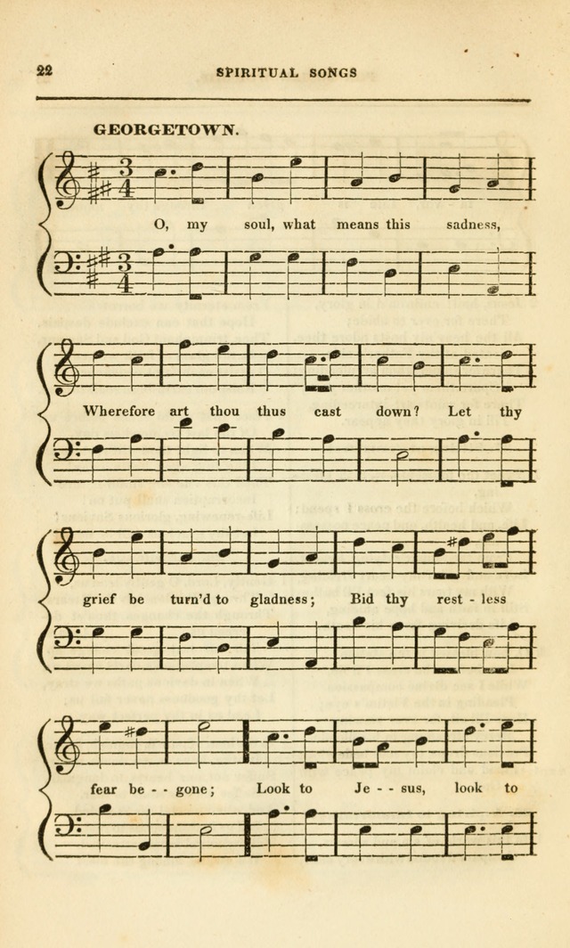 Spiritual Songs for Social Worship: adapted to the use of families and private circles, to missinary meetings, to monthly concert, and to other occasions of special interest.(Rev. and Enl. Ed.) page 22