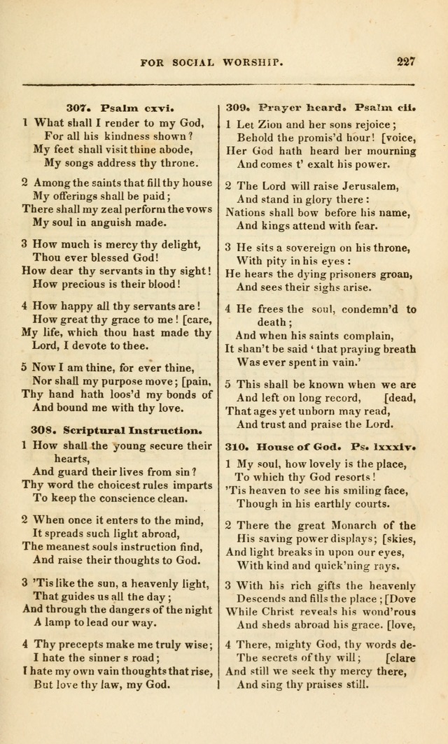 Spiritual Songs for Social Worship: adapted to the use of families and private circles, to missinary meetings, to monthly concert, and to other occasions of special interest.(Rev. and Enl. Ed.) page 227