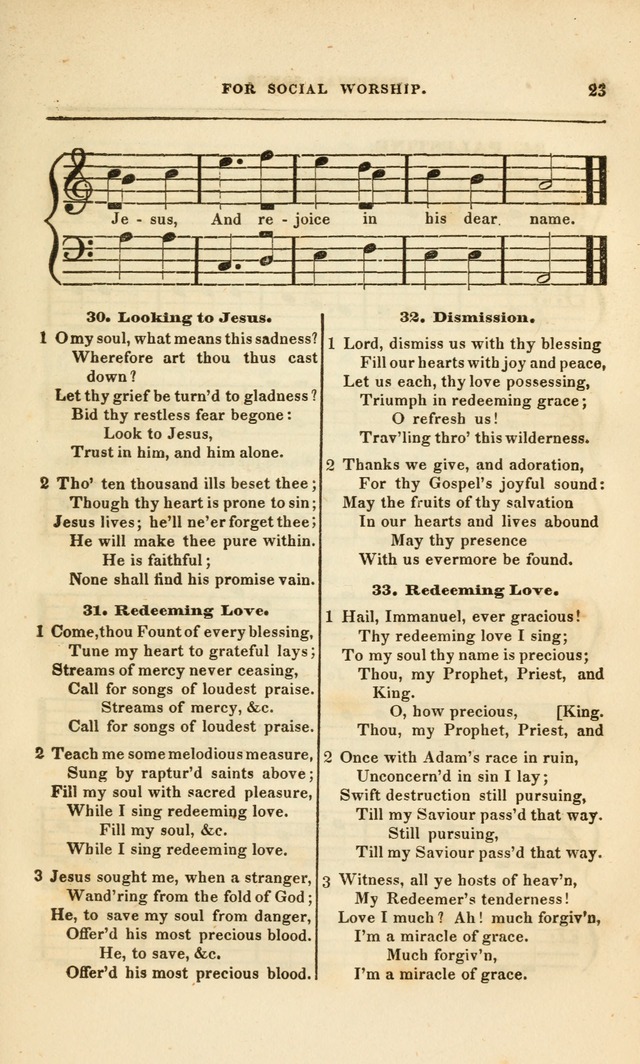 Spiritual Songs for Social Worship: adapted to the use of families and private circles, to missinary meetings, to monthly concert, and to other occasions of special interest.(Rev. and Enl. Ed.) page 23