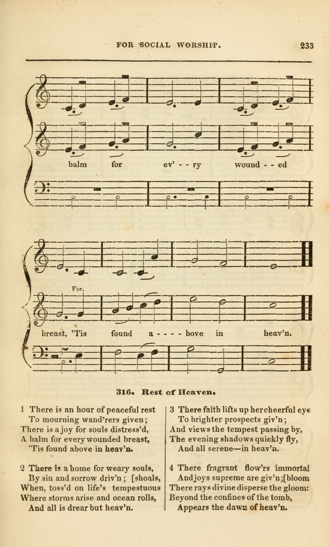 Spiritual Songs for Social Worship: adapted to the use of families and private circles, to missinary meetings, to monthly concert, and to other occasions of special interest.(Rev. and Enl. Ed.) page 233