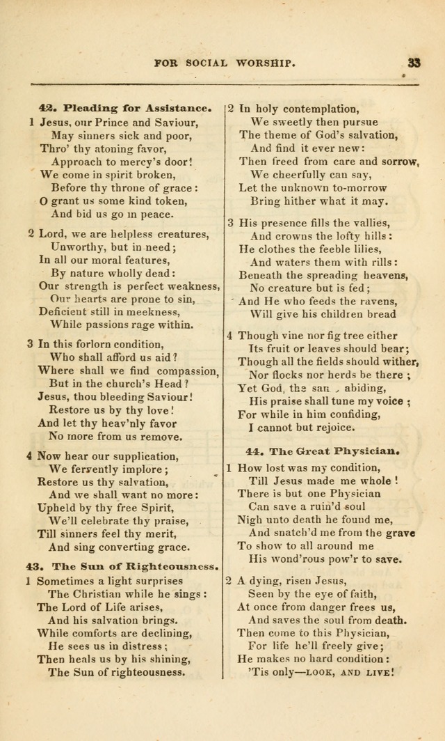 Spiritual Songs for Social Worship: adapted to the use of families and private circles, to missinary meetings, to monthly concert, and to other occasions of special interest.(Rev. and Enl. Ed.) page 33