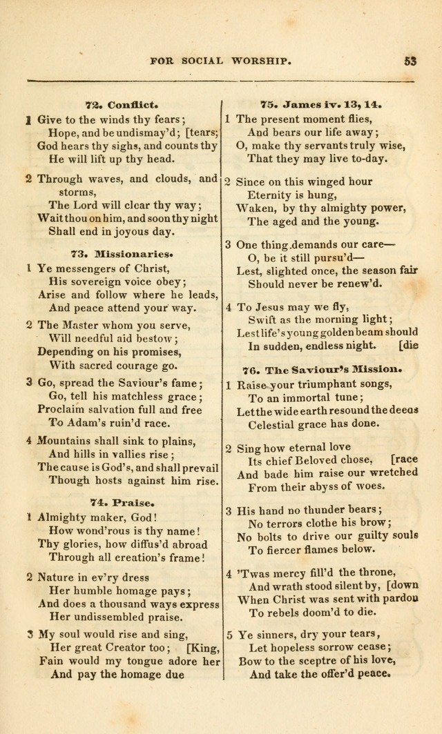 Spiritual Songs for Social Worship: adapted to the use of families and private circles, to missinary meetings, to monthly concert, and to other occasions of special interest.(Rev. and Enl. Ed.) page 53