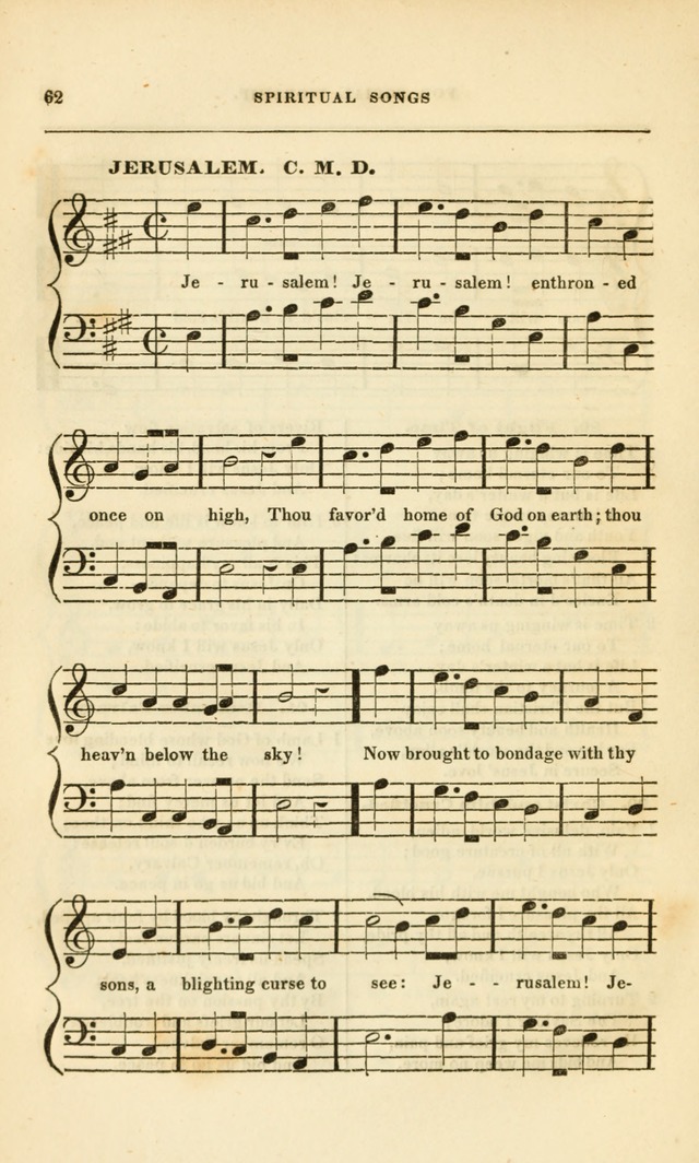 Spiritual Songs for Social Worship: adapted to the use of families and private circles, to missinary meetings, to monthly concert, and to other occasions of special interest.(Rev. and Enl. Ed.) page 62