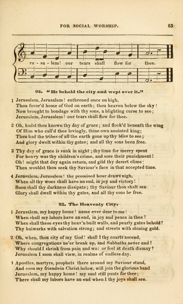 Spiritual Songs for Social Worship: adapted to the use of families and private circles, to missinary meetings, to monthly concert, and to other occasions of special interest.(Rev. and Enl. Ed.) page 63